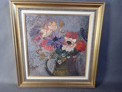 une image d'une peinture de fleurs dans un vase