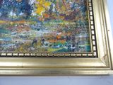 an image of a painting of a river and trees in a gold frame
