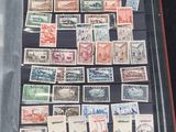 a display case with a lot of stamps on it
