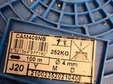 a blue spool with a barcode on it