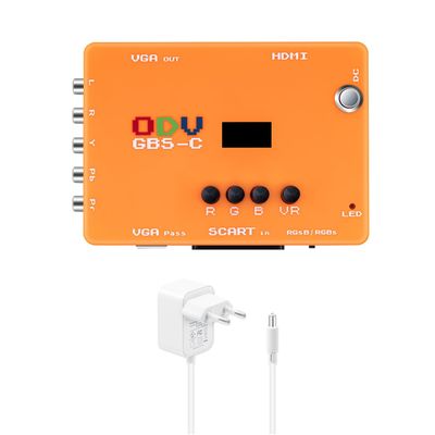 un gros plan d'un appareil électronique orange muni d'écouteurs