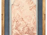 a drawing of a painting of the virgin and child in a gold frame