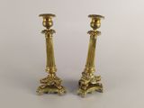 pair of antique brass candlesticks