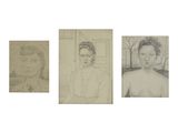 three black and white photographs of a woman and a man