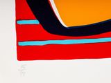 a picture of a painting on a wall with a red background