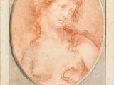 un dessin représentant la tête d'une femme dans un cercle