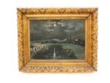 an image of a painting of a landscape with a waterfall in the foreground
