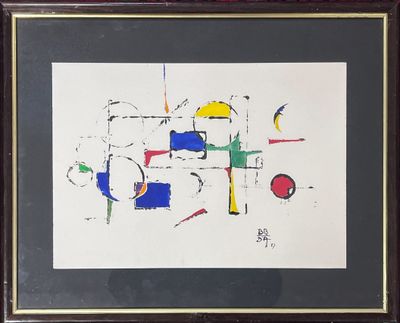 Benedict BOUCHER D'ARGIS "Cercles et rectangles bleu jaune v…