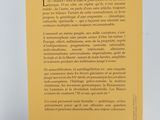 the back cover of a yellow book with a black and white image