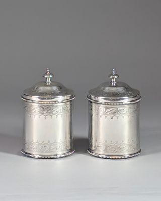 pair of silverplated salt and pepper shakers