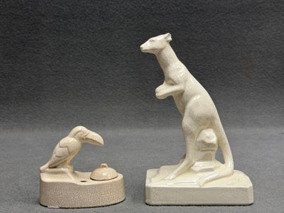 Deux statuettes animalières en céramique, émail craquelé: