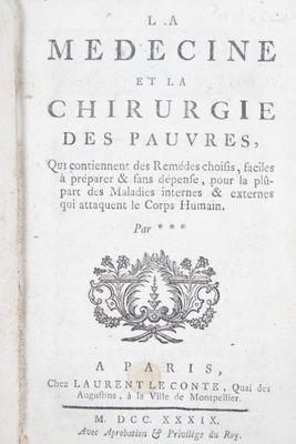 ALEXANDRE (Nicolas). La médecine et la chirurgie des pauvres…