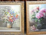 pair of paintings of flowers in a vase and a vase of flowers in a vase
