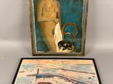 un tableau représentant une femme avec un chat et un autre tableau représentant une femme avec un chat