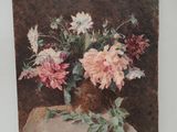 une peinture de fleurs dans un vase sur une table