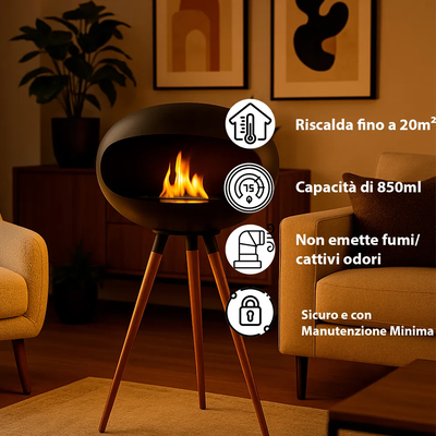 TEMPO STYLE - Brasero au bioéthanol SICILY - Pieds en bois e…