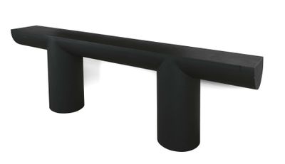 un banc noir sur fond blanc, avec un fond blanc