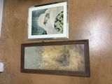 deux tableaux accrochés au mur au-dessus des toilettes