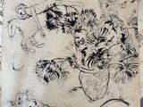 a drawing of flowers in a vase on a table