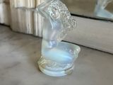 a glass duck that is sitting on a counter