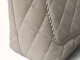 chanel beige quilted leather tote bag with gold hardware