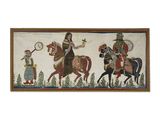 une image représentant un tableau où l'on voit un homme à cheval aux côtés d'une femme à cheval