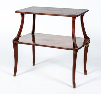 MAJORELLE : Table à thé à deux plateaux en bois marqueté de … - Photo 1