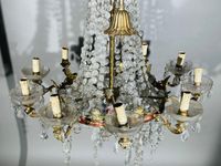 Lustre montgolfière électrifié en bronze doré à dix bras et … (photo 2)