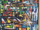 abstract painting of a cityscape with a lot of colors