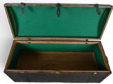 an old trunk that is open on a white background