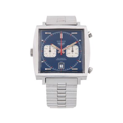 an image of a watch with a blue face