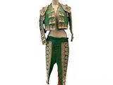 an image of a mannequin wearing a green and white outfit