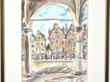 a picture of a painting of a building in a frame