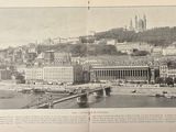 an old picture of a view of a city from the top of a hill