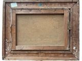 an old picture frame with a piece of paper taped to it