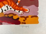 a drawing of a tiger that is laying down on the ground
