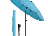 une image représentant un parapluie bleu avec un manche noir sur fond blanc