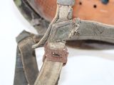 a close up of a pair of shoes that have been worn