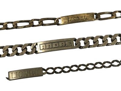 Ensemble en argent comprenant 3 GOURMETTES d'homme 'Lionel" … - Photo 1