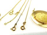 a picture of a gold necklace with a locke on it