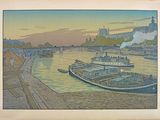 une image d'un tableau représentant un bateau sur l'eau