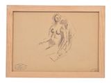 an image of a drawing of a nude woman in a wooden frame