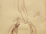 dessin représentant un couple de nus assis l'un sur l'autre