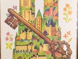 une affiche représentant un château sur laquelle figure une clé