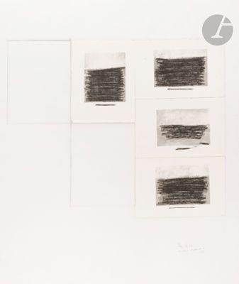 three black and white drawings on a white surface with a black and white background