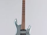 a close up of a guitar on a stand against a white background