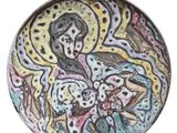 une image d'une assiette avec une peinture dessus