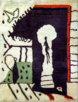 an image of a rug with a picture of a cat on it