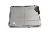 a silver tray with four compartments and a handle