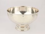 an image of a silver bowl on a pedestal on a white background